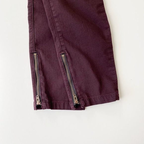 Vince Calgary Skinny Jean Mid Rise Ankle Zip Claret Burgundy Red 25 - Picture 5 of 10